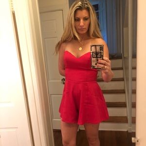 NBD Med pink/red Romper strapless